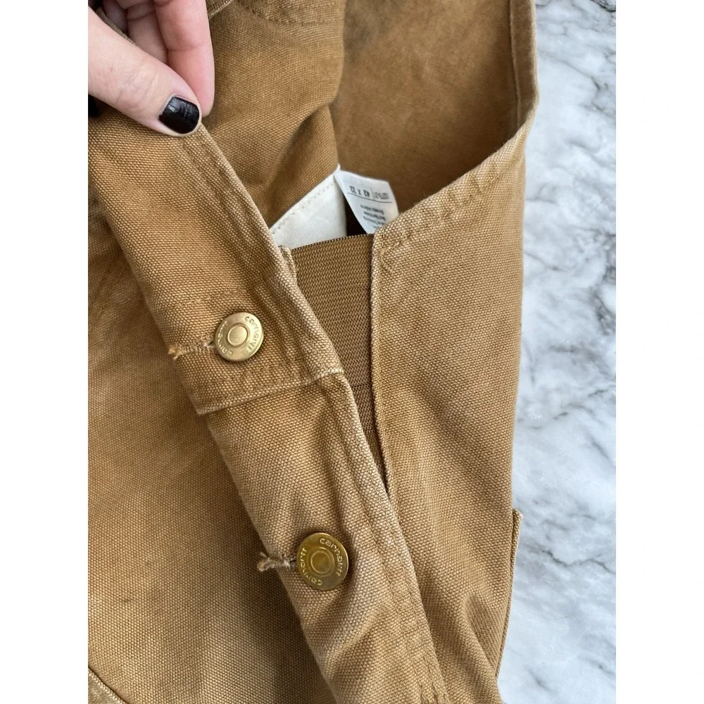 Carhartt Duck Bib Overalls Double Knee Canvas Mens 42 x 32 R01-M Tan Brown
